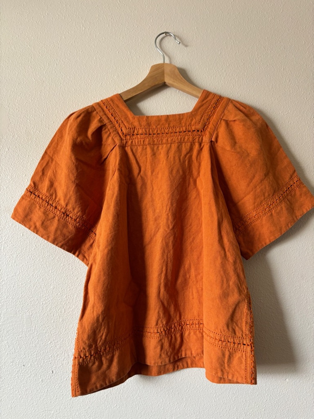 Sea New York Orange Cotton Linen Blouse Size 2 - Picture 7 of 9